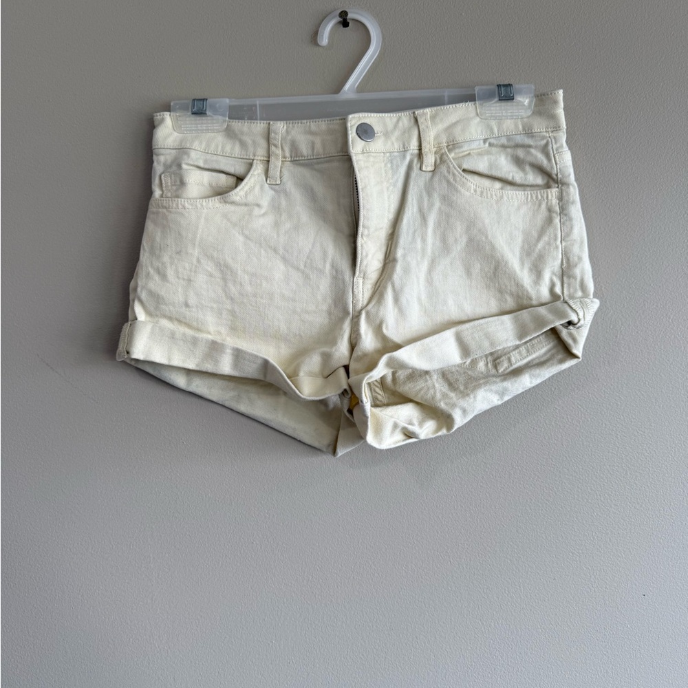 H&M Yellow Jean Shorts with Cuffed Hem